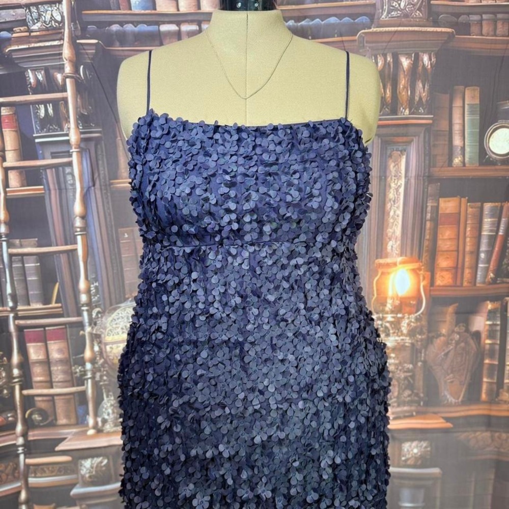 Anthropologie‎ Navy 3D Floral Petal Dress | Size Large